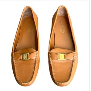 Lauren Ralph Lauren Careigh Leather Driver Loafers Tan Size 8